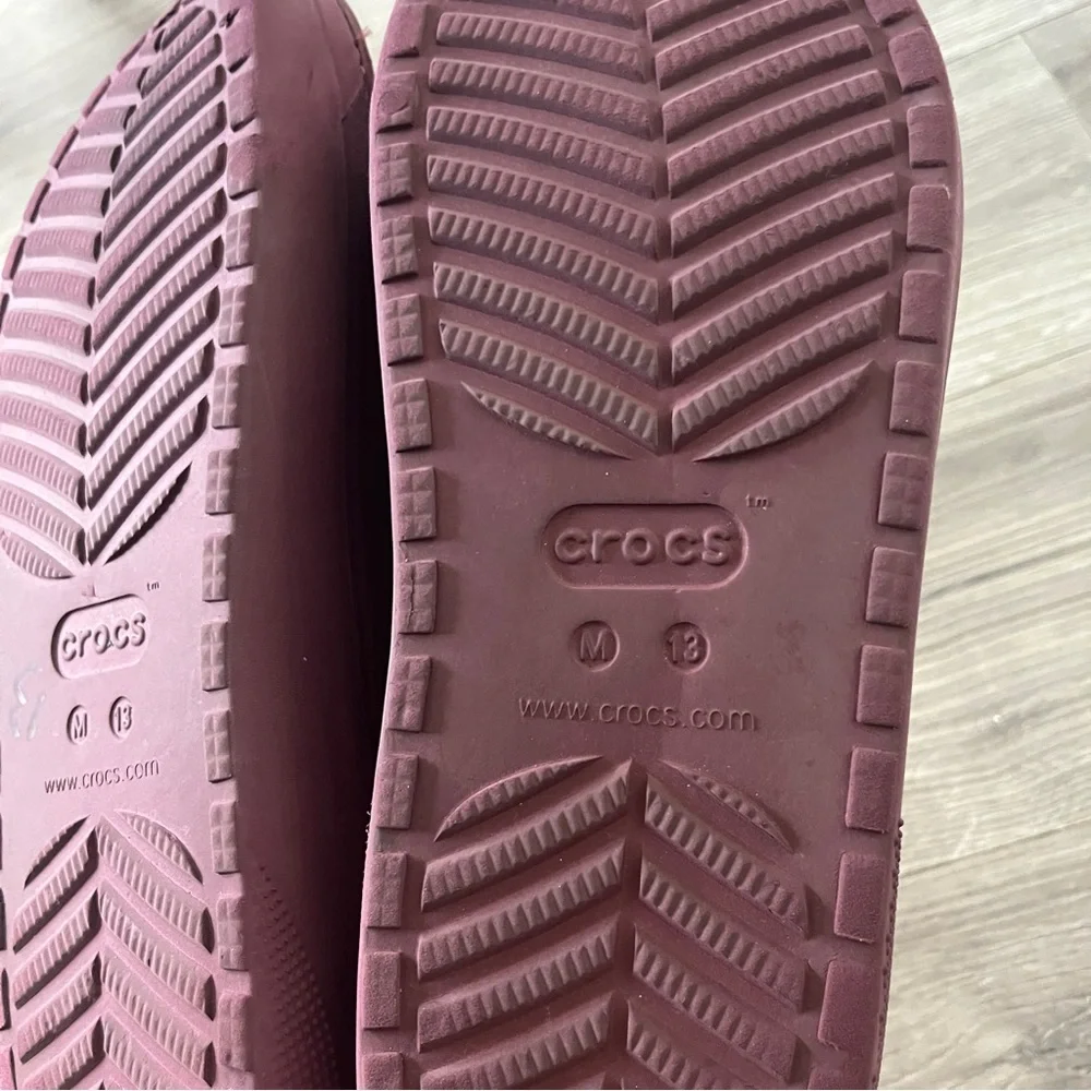 Crocs Mens Maroon Slide Sandals faux Fur Lined Size 13